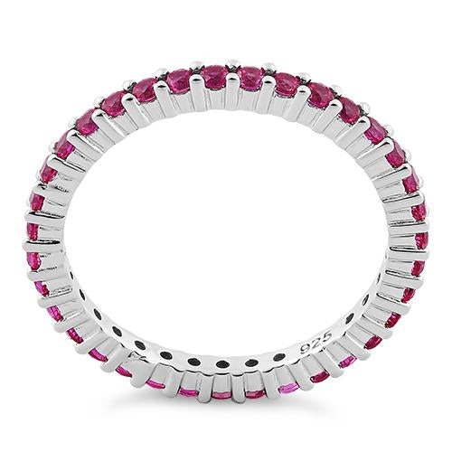 Sterling Silver Ruby Eternity CZ Ring