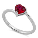 Sterling Silver Ruby Heart CZ Ring
