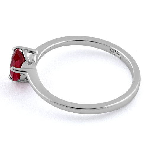 Sterling Silver Ruby Heart CZ Ring