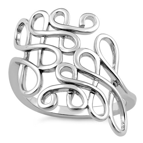 Sterling Silver Scribble Abstract Ring