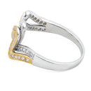 Sterling Silver Scribble Two-tone Gold Plated CZ Ring