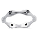 Sterling Silver Six Sided Black CZ Ring