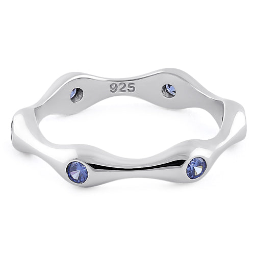 Sterling Silver Six Sided Tanzanite CZ Ring