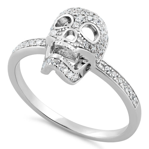 Sterling Silver Skull CZ Ring