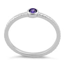 Sterling Silver Small Round Cut Amethyst CZ Ring