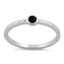 Sterling Silver Small Round Cut Black CZ Ring