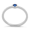 Sterling Silver Small Round Cut Blue Spinel CZ Ring