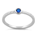 Sterling Silver Small Round Cut Blue Spinel CZ Ring