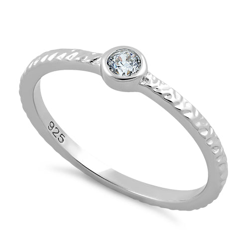 Sterling Silver Small Round Cut Clear CZ Ring