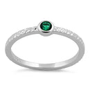 Sterling Silver Small Round Cut Emerald CZ Ring