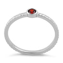 Sterling Silver Small Round Cut Garnet CZ Ring
