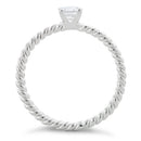 Sterling Silver Solitaire CZ Rope Ring