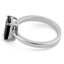 Sterling Silver Solitaire Emerald Cut Black CZ Ring