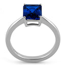 Sterling Silver Solitaire Emerald Cut Blue Spinel CZ Ring