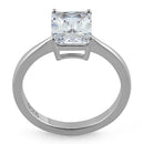 Sterling Silver Solitaire Emerald Cut Clear CZ Ring