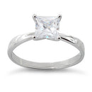 Sterling Silver Solitaire Princess Cut CZ Ring