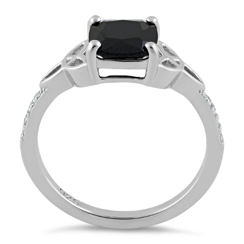 Sterling Silver Square Black Celtic CZ Ring