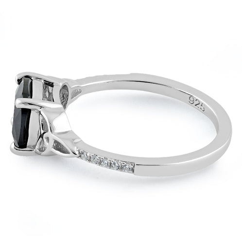 Sterling Silver Square Black Celtic CZ Ring