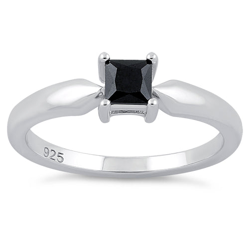 Sterling Silver Square Black CZ Ring