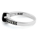 Sterling Silver Square Black Onyx Marcasite Ring