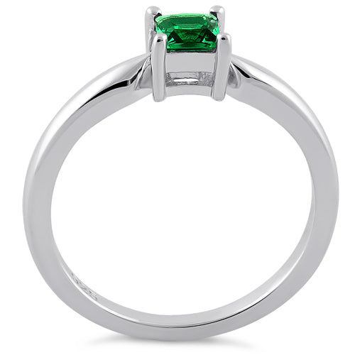 Sterling Silver Square Emerald CZ Ring