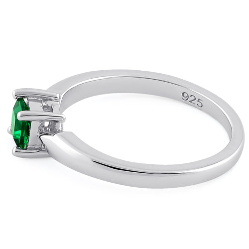 Sterling Silver Square Emerald CZ Ring