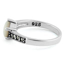 Sterling Silver Square Mother of Pearl Marcasite Ring