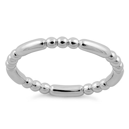 Rhodium Plated Stackable Bead and Bar Ring