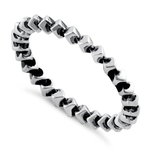 Sterling Silver Stackable Revolving Cube Eternity Ring