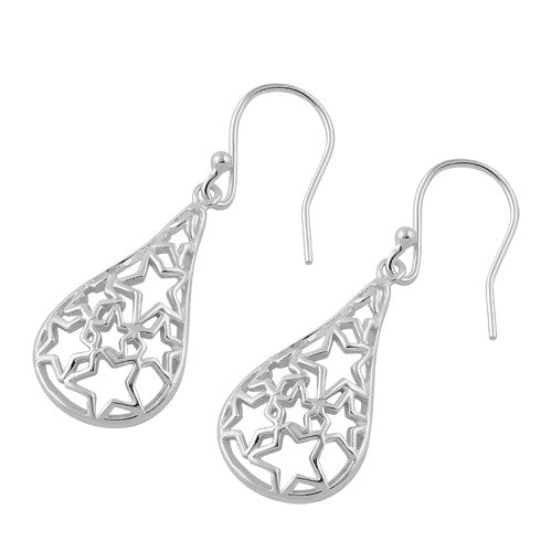 Sterling Silver Star Hook Earrings