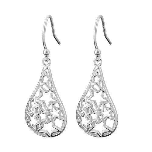 Sterling Silver Star Hook Earrings