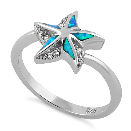 Sterling Silver Star Lab Opal CZ Ring
