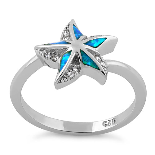 Sterling Silver Star Lab Opal CZ Ring