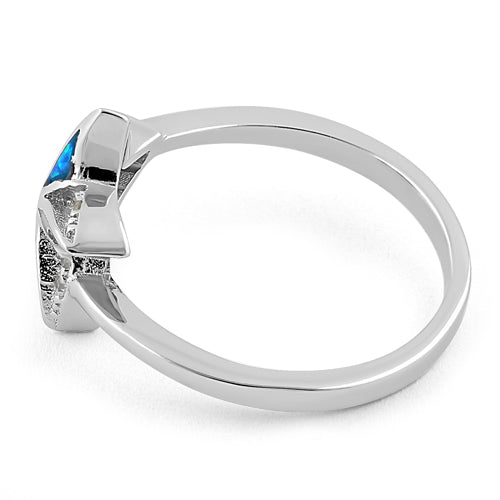 Sterling Silver Star Lab Opal CZ Ring