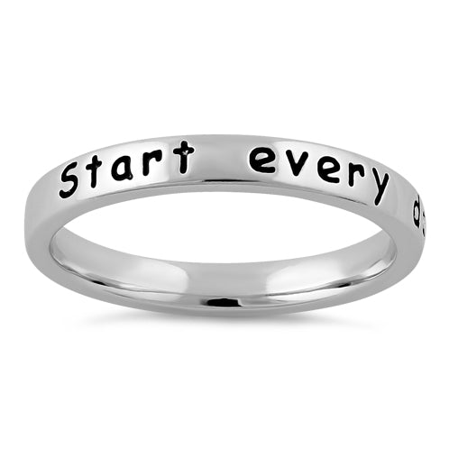 Sterling Silver "Start every day with a smile" Ring