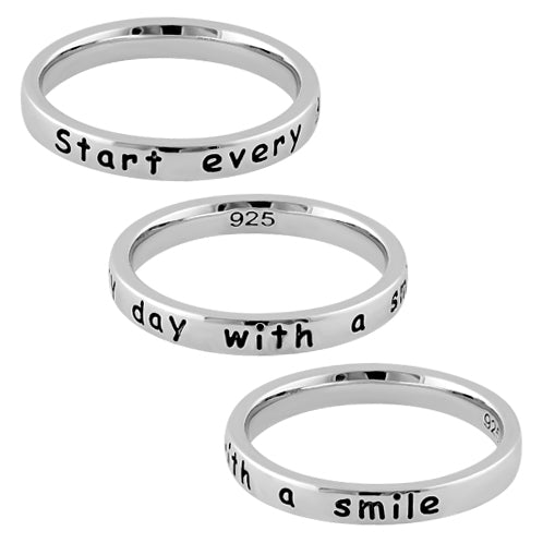 Sterling Silver "Start every day with a smile" Ring