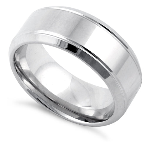 Sterling Silver Striped Wedding Band Ring 8mm
