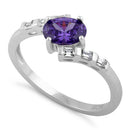 Sterling Silver Stuck In Between Oval Amethyst CZ Ring
