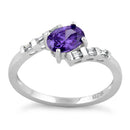 Sterling Silver Stuck In Between Oval Amethyst CZ Ring