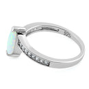 Sterling Silver Stylish White Lab Opal Marquise Cut & Clear CZ Ring