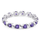 Sterling Silver Swirl Amethyst Eternity CZ Ring