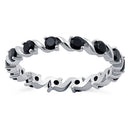 Sterling Silver Swirl Black Eternity CZ Ring
