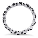 Sterling Silver Swirl Black Eternity CZ Ring