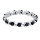 Sterling Silver Swirl Black Eternity CZ Ring