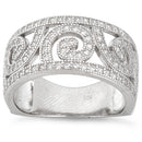 Sterling Silver Swirl Design Pave CZ Ring