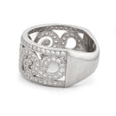 Sterling Silver Swirl Design Pave CZ Ring