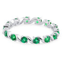 Sterling Silver Swirl Emerald  Eternity CZ Ring