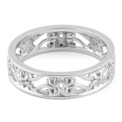 Sterling Silver Swirl Floral Band Ring