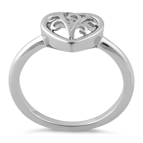 Sterling Silver Swirl Heart Ring