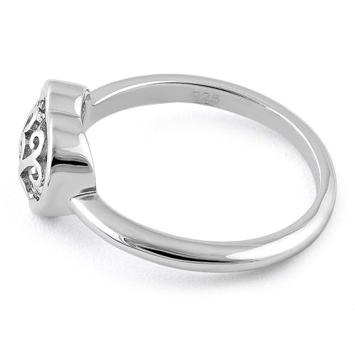 Sterling Silver Swirl Heart Ring